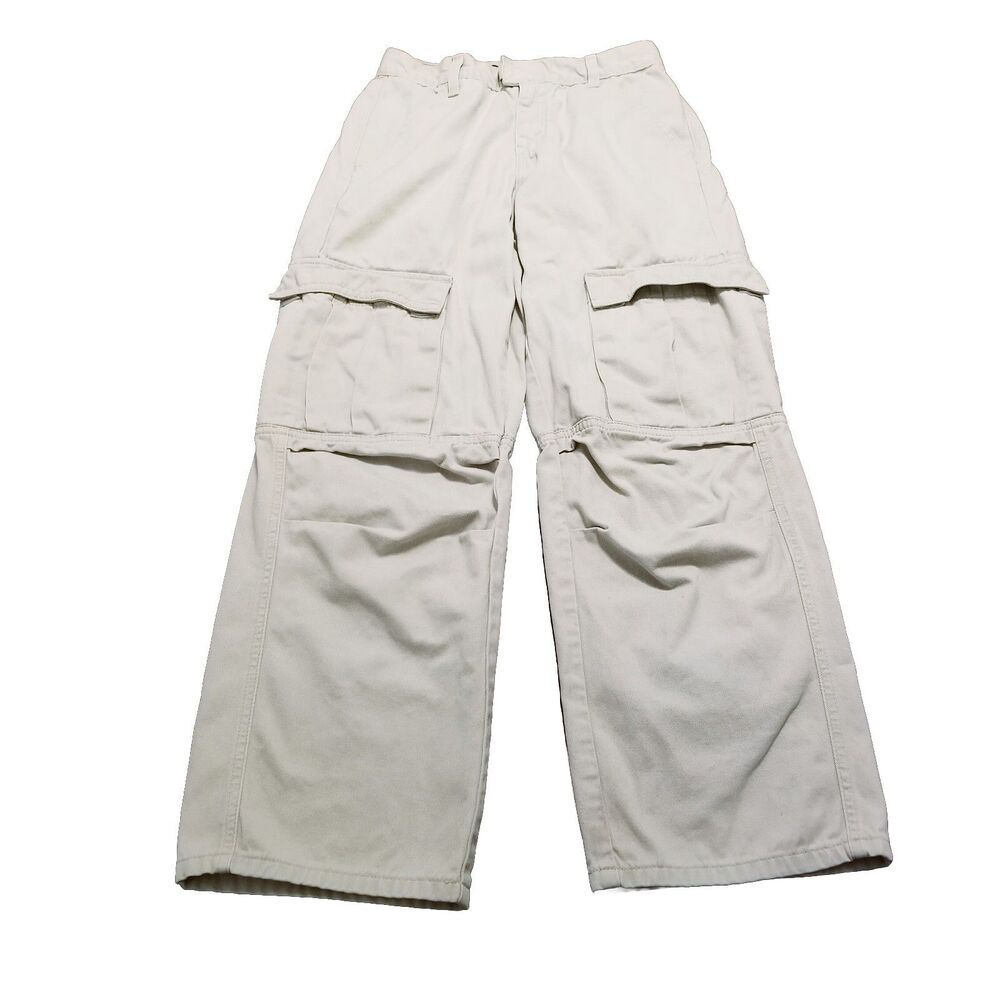 Levi's Silvertab Cargo Pants Women's Size 14 Cream 100% Cotton Vtg 1999 (27×28)